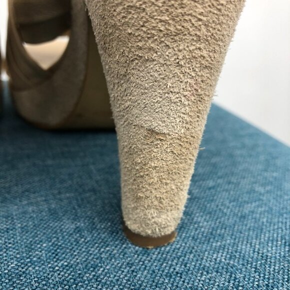 Nine West Nude Leather Suede Victoria Cut Out Platform 5" Slingback size 5.5 - Picture 12 of 14